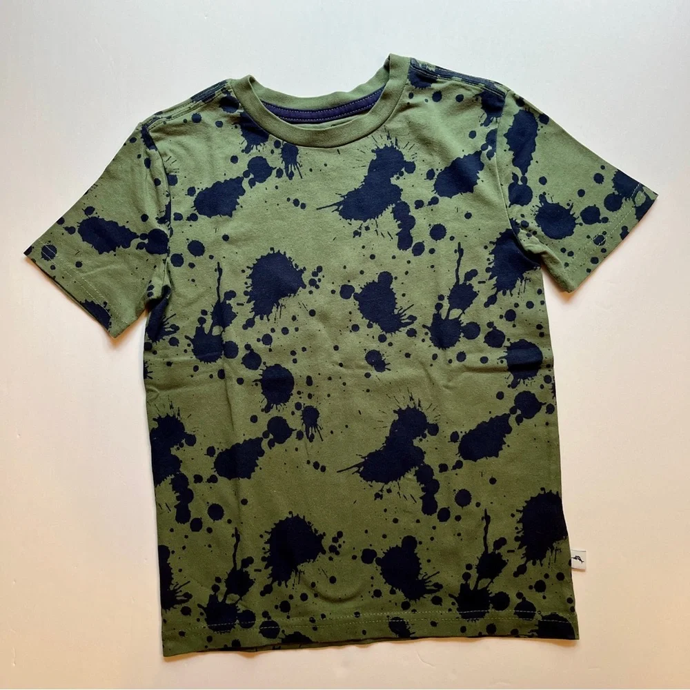 Tommy Bahama Olive Green Navy Blue Short Tee Soft Preppy Tie Dye Set Boys 5 (S)